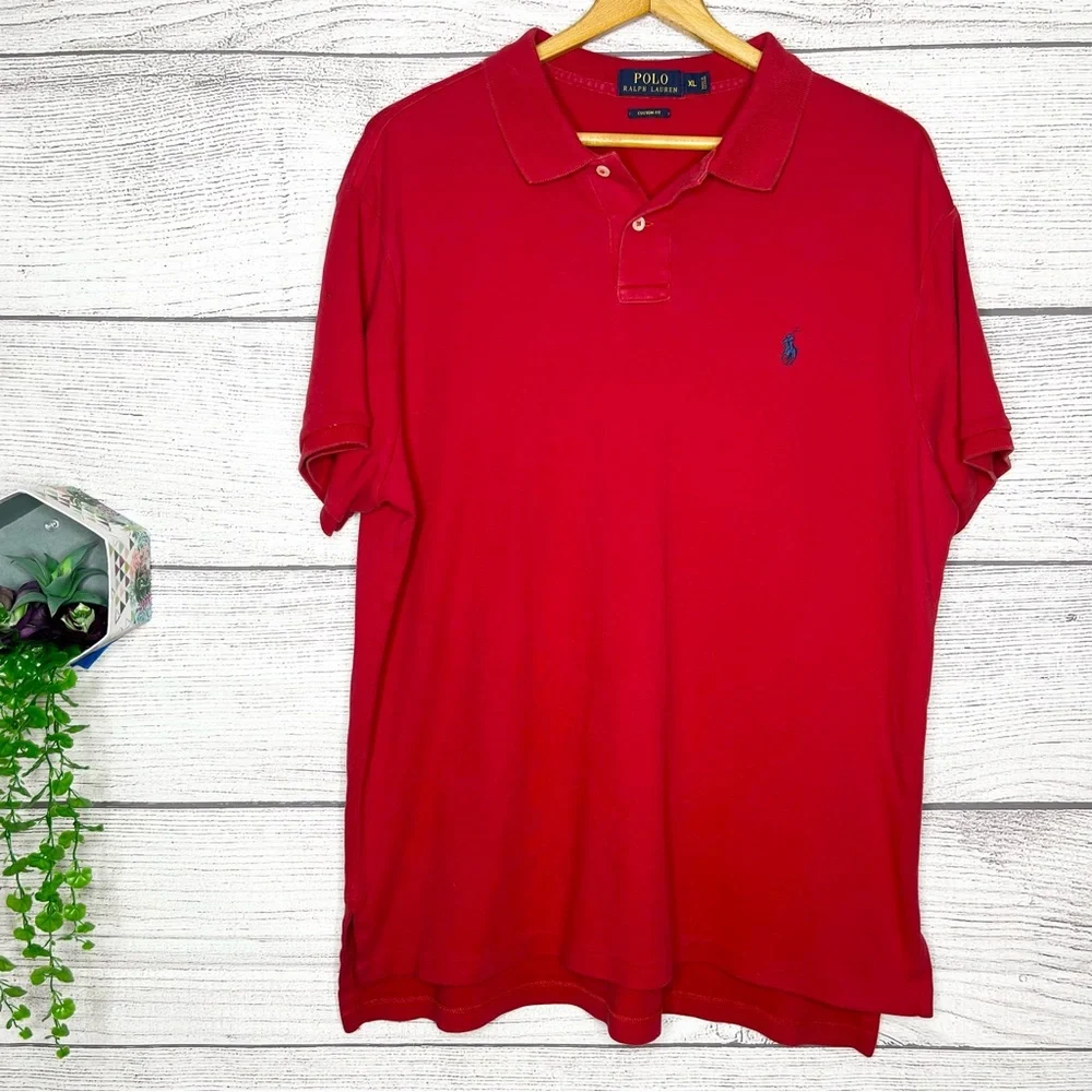 Polo by Ralph Lauren Men's Red Polo Shirt Size XL Custom Fit